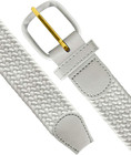 7001 Leather Covered Buckle Woven Elastic Stretch Golf Belt 1-1 4  32mm  Wide