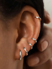 5 Pairs Small Sterling Silver Post Hoop Earrings Set For Women Lightweight Tiny