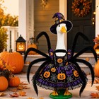 Halloween Spider Witch Goose Costume Fit 23  Lawn Goose Statue Pumpkin Dress Hat