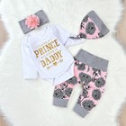 4pcs Newborn Baby Girl Romper Bodysuit Tops Pants Headband Clothes Outfits Set
