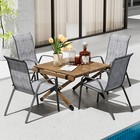 Set Of 4 Patio Dining Chairs Stackable Armrest Outdoor Chairs  For  For Backyard
