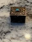 Vintage Native American Navajo-style Stamped Silver Tone Pillbox  1   