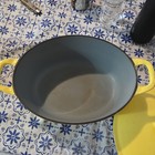 Descoware Yellow Enamel Cast Iron Oval Casserole Dish W  Lid  Belgium