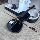 4 4 Full Size Black Violin With Case  Bow And Accessories  With Preset Bridge