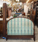 French Antique Dark Oak Upholstered Louis Xvi Full Size Bed With Rails   Slats