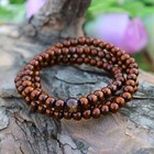 Stretch Wrap Mala Bracelet 108 6mm Buddha Red Brown Wood Buddhist Prayer Beads