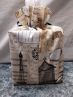Eiffel Tower Paris Birds Roses On Cotton Fabric Handmade Square Tissue Box Cover