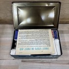 Vintage Christy First Aid Tin Box Metal Container Red White Blue Full Of Pieces