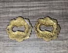 Pair Of Vintage Brass French Wreath Escutcheons Br 2737