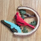 Vintage Cardinal Bird Wall Hanging Hand Painted Christmas Bird Red Decor 7  