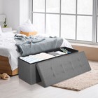 43in Folding Storage Ottoman Bench Foot Rest W divider Storage Chest Light Grey