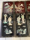 4 Vintage Asian Black Lacquer Mother Of Pearl Wall Panels Art Asian Geisha Women