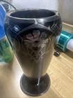 Art Deco Black Amethyst Glass Style Vase Sterling Silver Overlay Floral