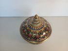 Thai Benjarong Porcelain Bowl W  Lid  Hand Painted Gold Red Ornate 3 5 