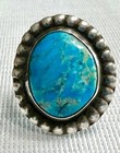 Vtg  Southwest Design Navajo Style Sterling Silver  Turquoise Ring   Sz  8 75