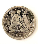 1876 U s  Silver Seated Liberty Quarter Love Token Lec