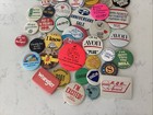 Big Lot 1960s - 80s Vintage Mixed Buttons Pins Pinbacks Ads Avon Wrangler
