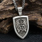 Archangel Saint St Michael Medal Shield Pendant Necklace Stainless Steel Chain