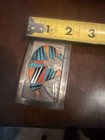 Silver-tone Rectangular Metal Buffalo Belt Buckle W  Blue Orange Inlay