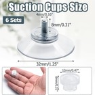 6pcs 32mm Suction Cups With Screws Clear Pvc Holder For Window Wall Home