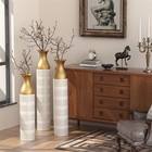 Set Of 3 Gorgeous Home Decoration Large Glazed Metal Vases 24 28 7 33 5in Height