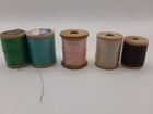 Lot Of 5 Vintage Wood Thread Spools     Coats clark   s     Mixed Labels   Colors