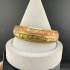 Vintage Bangle Bracelet Gold Copper Mixed Metal Floral Leaves Embossed 8 5 in