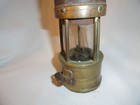 Antique 1800s Brass Miners Miner s Lamp Glass Shade Removable Base Marked