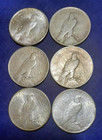 Lot Of 5 1921-1935 Peace American Silver Dollars - Uncirculated Mixed Dates
