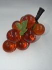 Vintage Mid Century Modern Lucite Grapes 12 Ct Orange Plastic Stem   Fruit Mcm