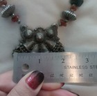 Vintage Tribal Boho Necklace   India Beaded Stones Agate Silver Tone Patina 25 