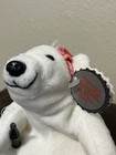 1997 Vintage Coca-cola Polar Bear W  Bottle Collectible Pink Bow Bean Bag Plush