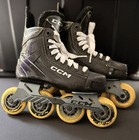 Ccm Tacks Youth Inline Hockey Skates Size 2 Kids Black yellow 4-wheel Lace
