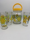 Set Of 4 Vintage Anchor Hocking Sea Life Glass Tumblers   Carafe Beach Summer
