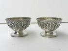Antique Salt Cellars Sterling Silver England Repousse No Monogram