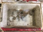 Vintage Koehler White Porcelain Cast Iron Corner Sink Drain Board Wall Brackets