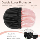 Satin Lined Shower Cap For Women  Extra Large Waterproof Shower Cap For Long