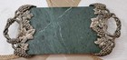 Godinger Silver Plated Grape   Vine Green Marble Serving Tray Vintage Free Ship