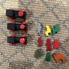 Brio Wooden Train Set Vintage Lot Of 3 Black Engine Magnetic Cars Plus Figures