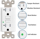 20 Amp Gfi Outlet Duplex Receptacle Ground Fault Circuit Interrupter Tr Wr White