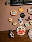 Lot Of 26 Vintage Collectable Pins Various Subjects Sports Politics Humor