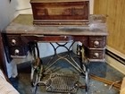 Singer Antique Original Treadle Sewing Machine With Cabinet Pre-1930