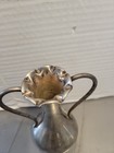  Antique Silver Toned Metal Miniature Bud Vase 2 Handles Vintage 