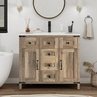 36 rustic Bathroom Vanity Warm Brown With Smc Sink  4 Drawers   Cabinet Door