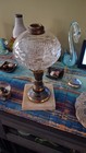 2  Vintage Oil Lamp  Antique Brass Finish  Marble Base  Beaded Design  Medium