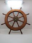Beautiful 42 1 2 Inch Wood   Bronze Sail Boat Ships Wheel  r2 311c 