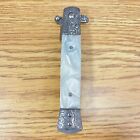 9  Milano Damascus Spring Assisted Open White Folding Edc Pocket Stiletto Knife