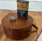 Vtg Ant Primitive Shaker Style Bentwood Sewing Box W  Lid   Swing Handle