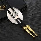 Rodeo Bolo Tie Western Cowboy Black Leather Necktie Initial F New Free Ship A526