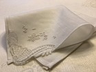  8104     Vintage Art Deco Petit Fancy Lace Corner Wedding Linen Handkerchief
